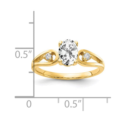 Solid 14k Yellow Gold 7x5mm Oval Cubic Zirconia A Simulated CZ Ring