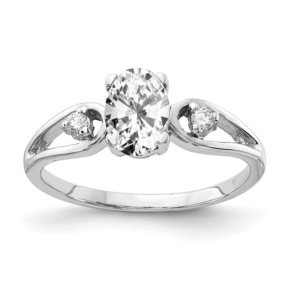 Solid 14k White Gold 7x5mm Oval Cubic Zirconia VS Simulated CZ Ring
