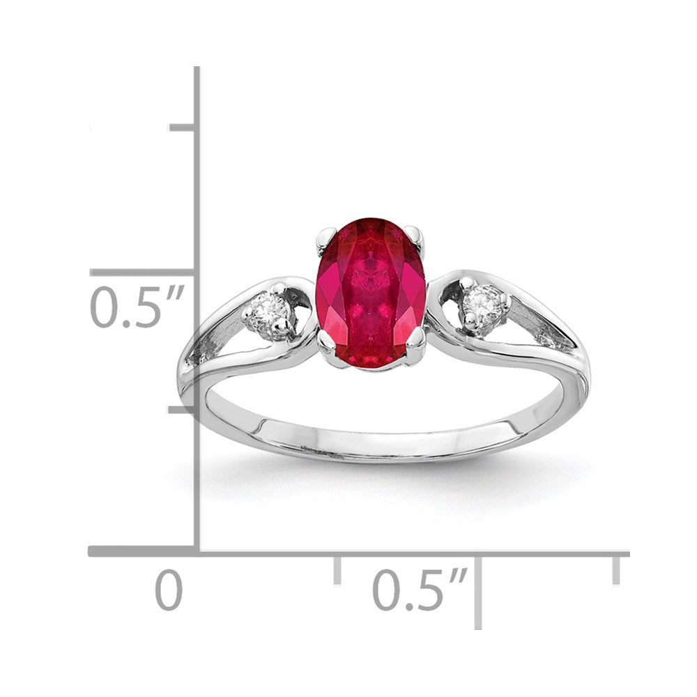 14k White Gold 7x5mm Oval Ruby AA Real Diamond ring