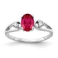 Solid 14k White Gold 7x5mm Oval Simulated Ruby AA CZ Ring