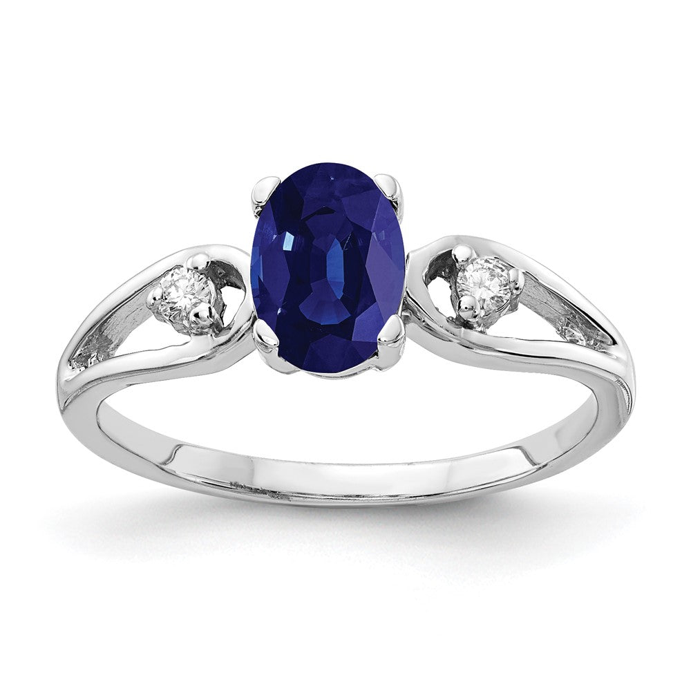 14k White Gold 7x5mm Oval Sapphire A Real Diamond ring