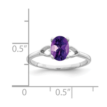 14k White Gold 7x5mm Oval Amethyst Checker ring