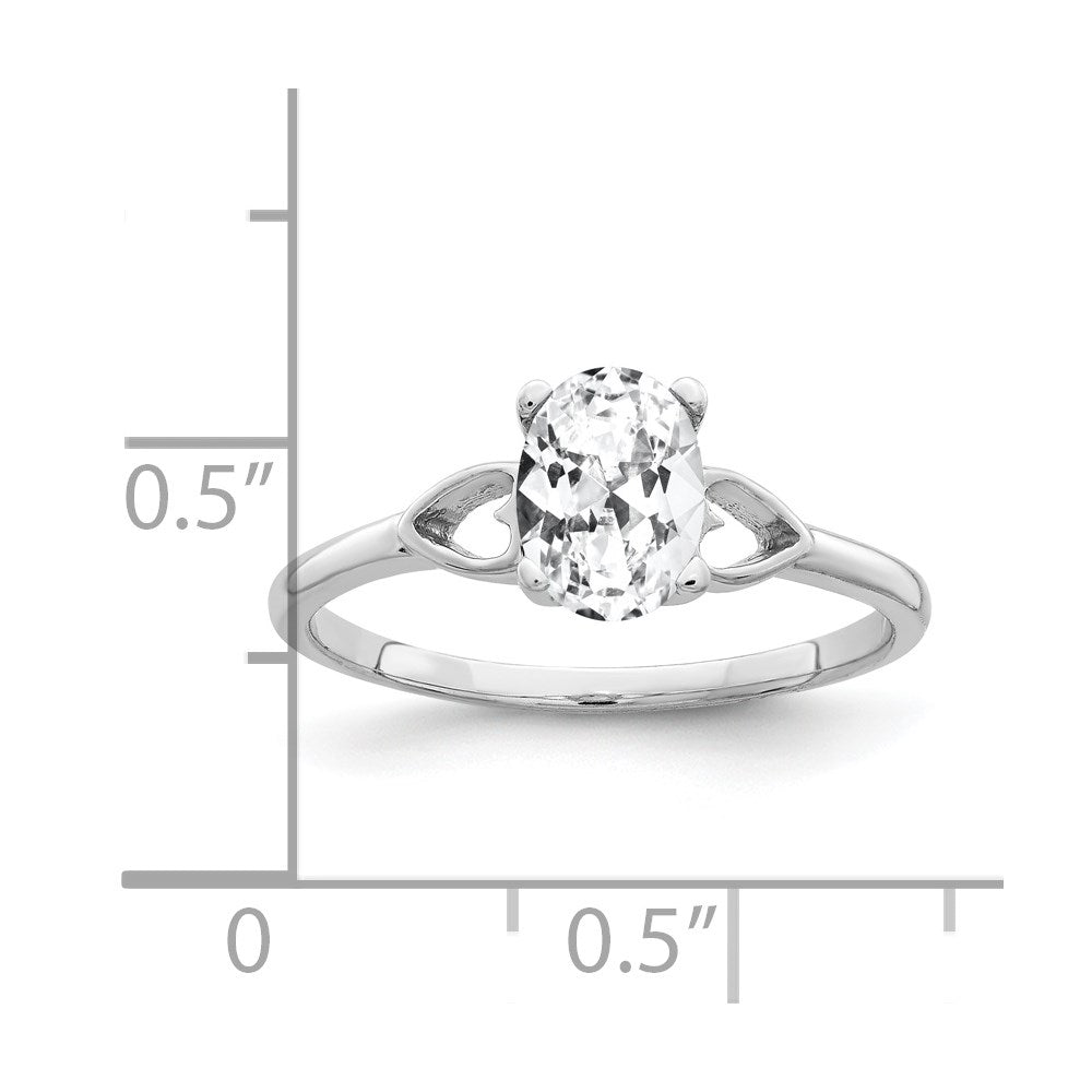 14k White Gold 7x5mm Oval Cubic Zirconia ring