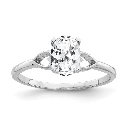 14k White Gold 7x5mm Oval Cubic Zirconia ring