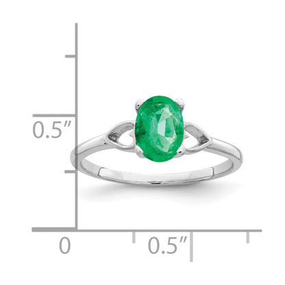 14k White Gold 7x5mm Oval Emerald ring
