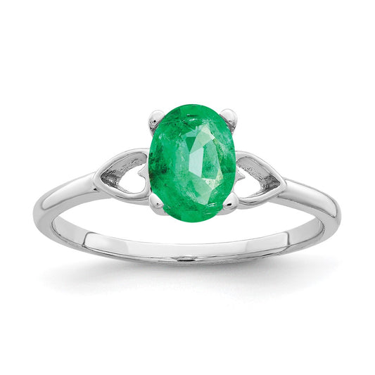 14k White Gold 7x5mm Oval Emerald ring