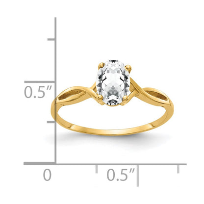 14K Yellow Gold 7x5mm Oval Cubic Zirconia ring