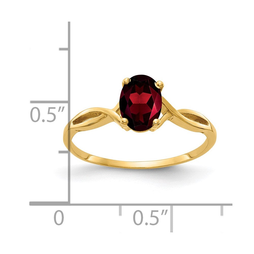 14K Yellow Gold 7x5mm Oval Garnet Checker ring