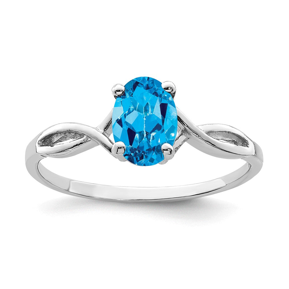 14k White Gold 7x5mm Oval Blue Topaz ring