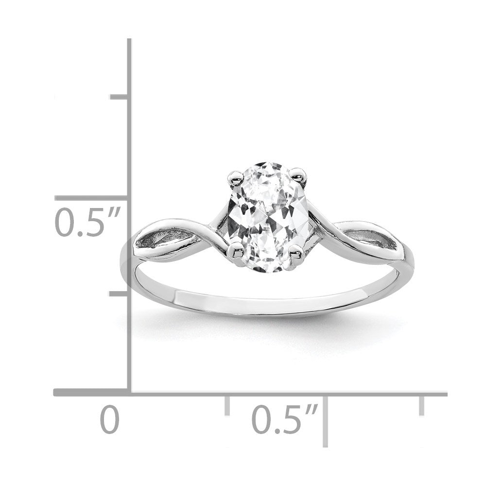 14k White Gold 7x5mm Oval Cubic Zirconia ring
