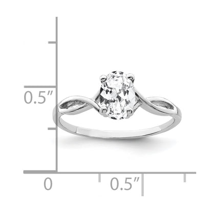 14k White Gold 7x5mm Oval Cubic Zirconia ring