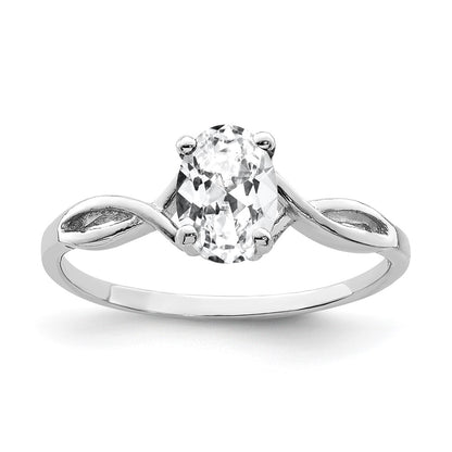 14k White Gold 7x5mm Oval Cubic Zirconia ring