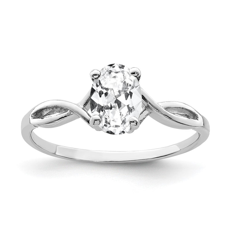 14k White Gold 7x5mm Oval Cubic Zirconia ring