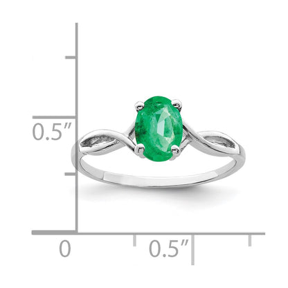 14k White Gold 7x5mm Oval Emerald ring
