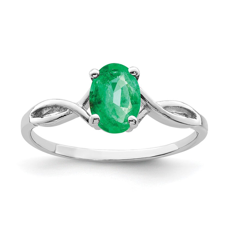 14k White Gold 7x5mm Oval Emerald ring