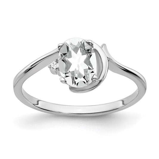 14k White Gold 7x5mm Oval Cubic Zirconia AA Real Diamond ring
