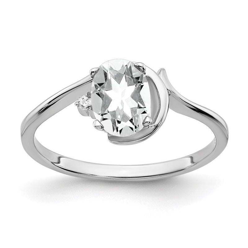 14k White Gold 7x5mm Oval Cubic Zirconia AA Real Diamond ring