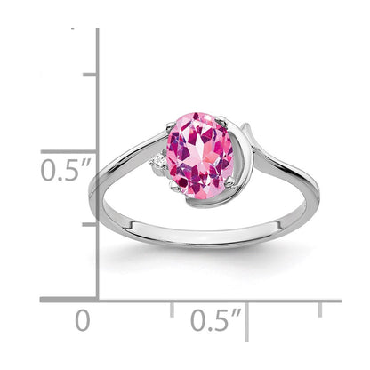 14k White Gold 7x5mm Oval Pink Sapphire A Real Diamond ring