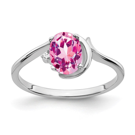14k White Gold 7x5mm Oval Pink Sapphire A Real Diamond ring