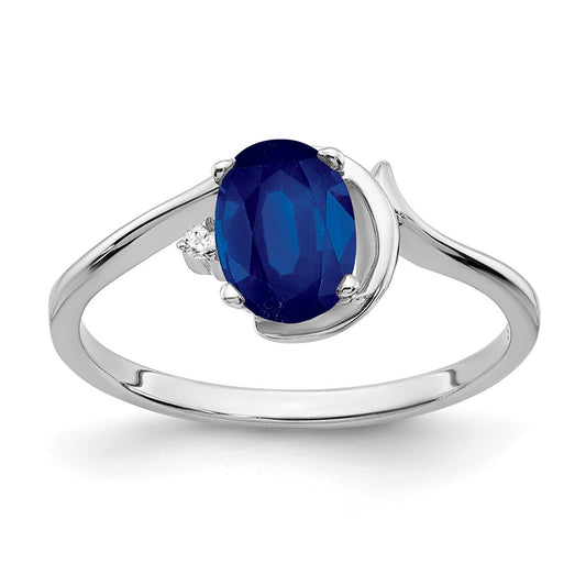 14k White Gold 7x5mm Oval Sapphire A Real Diamond ring