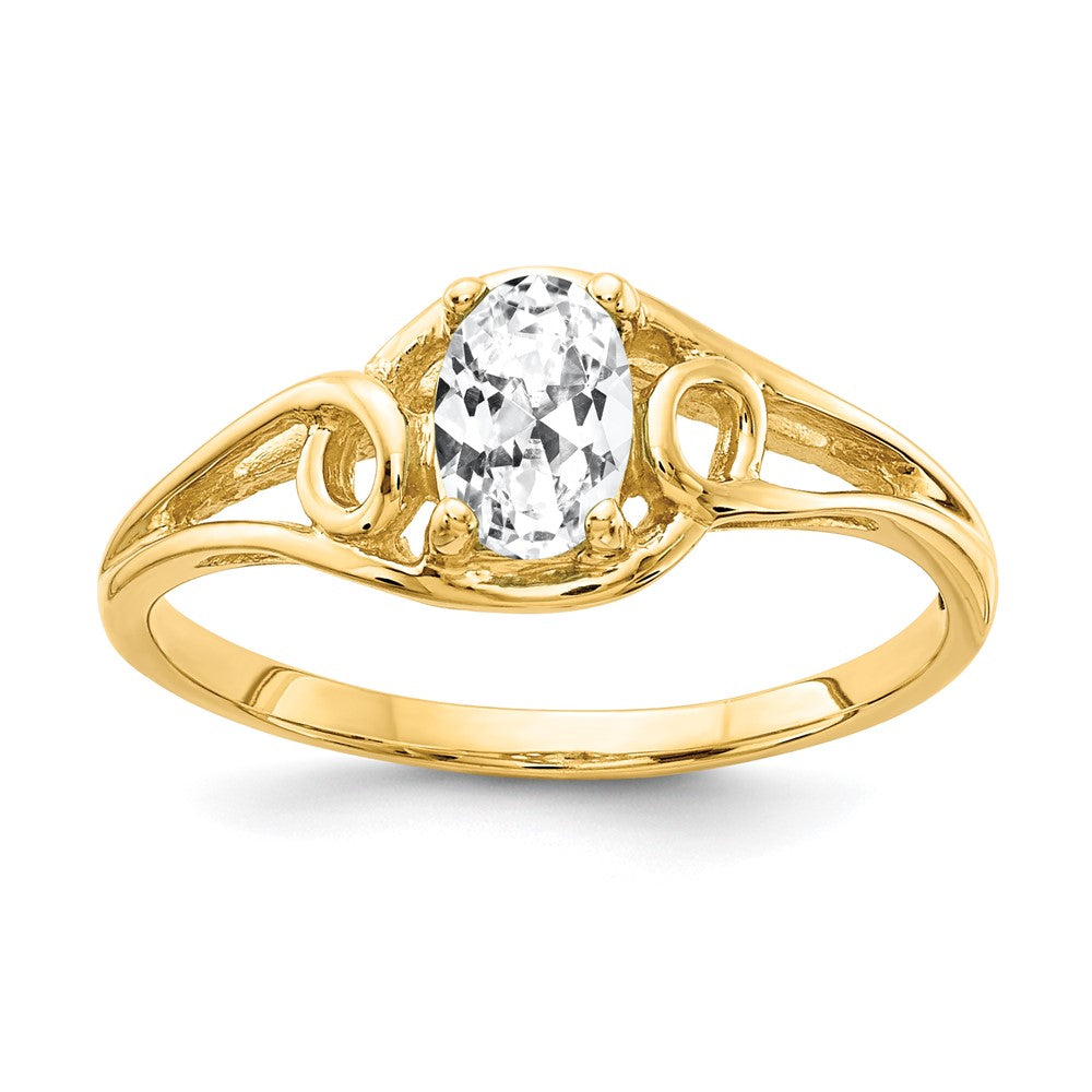 Solid 14k Yellow Gold 7x5mm Oval Cubic Zirconia Ring