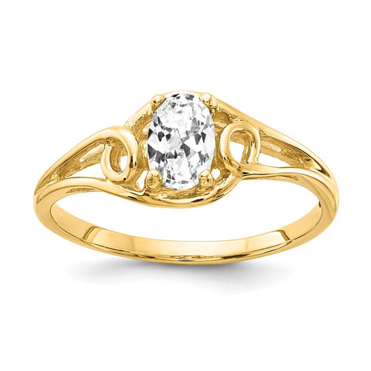 14K Yellow Gold 7x5mm Oval Cubic Zirconia ring