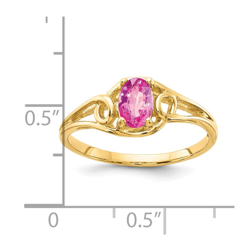 14K Yellow Gold 7x5mm Oval Pink Sapphire ring