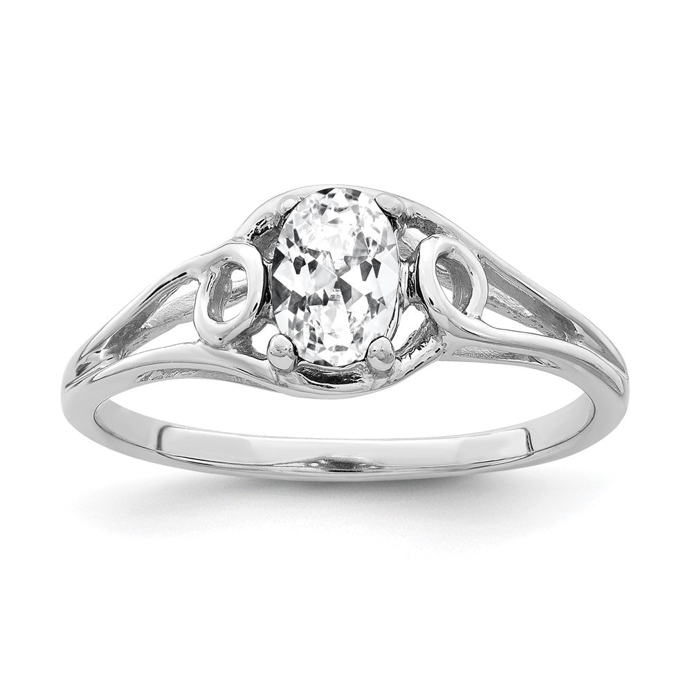 Solid 14k White Gold 7x5mm Oval Cubic Zirconia Ring