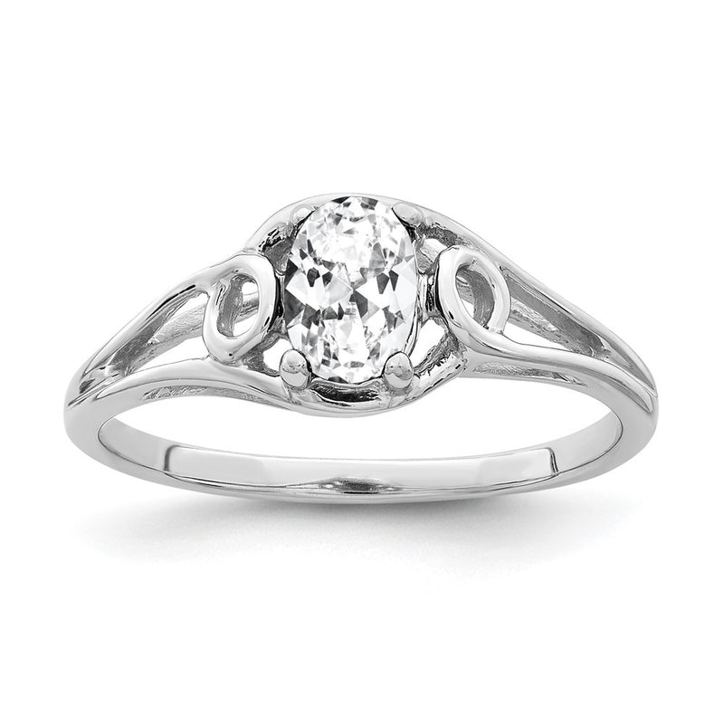 14k White Gold 7x5mm Oval Cubic Zirconia ring