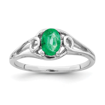 14k White Gold 7x5mm Oval Emerald ring