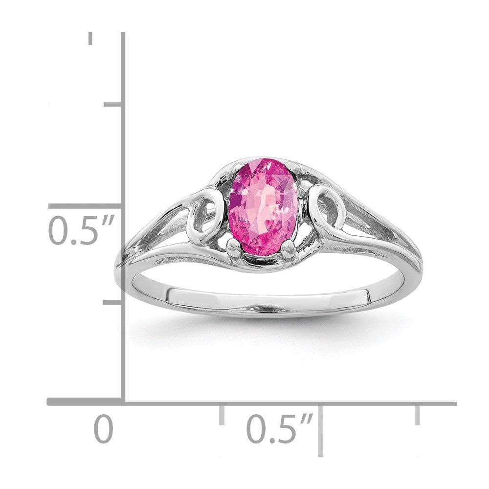 14k White Gold 7x5mm Oval Pink Sapphire ring