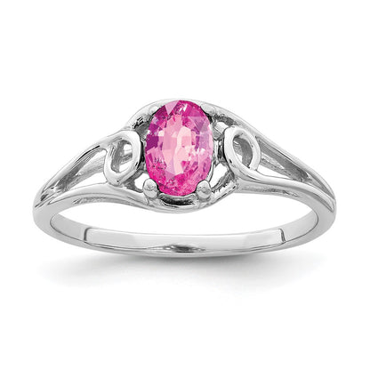14k White Gold 7x5mm Oval Pink Sapphire ring