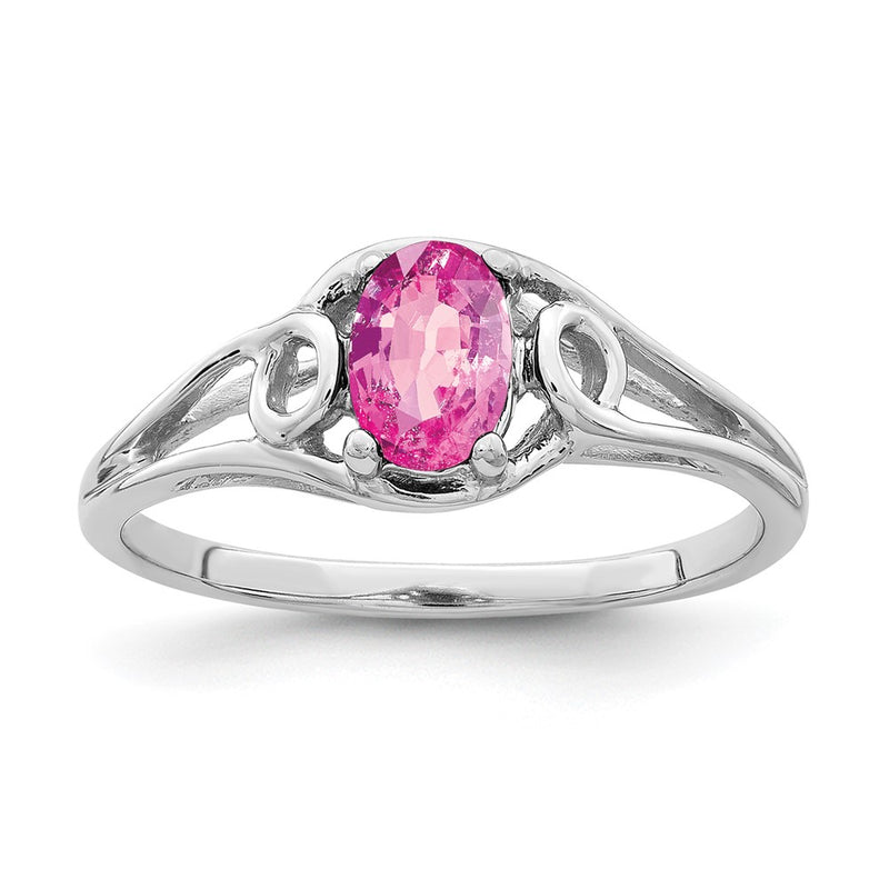 14k White Gold 7x5mm Oval Pink Sapphire ring