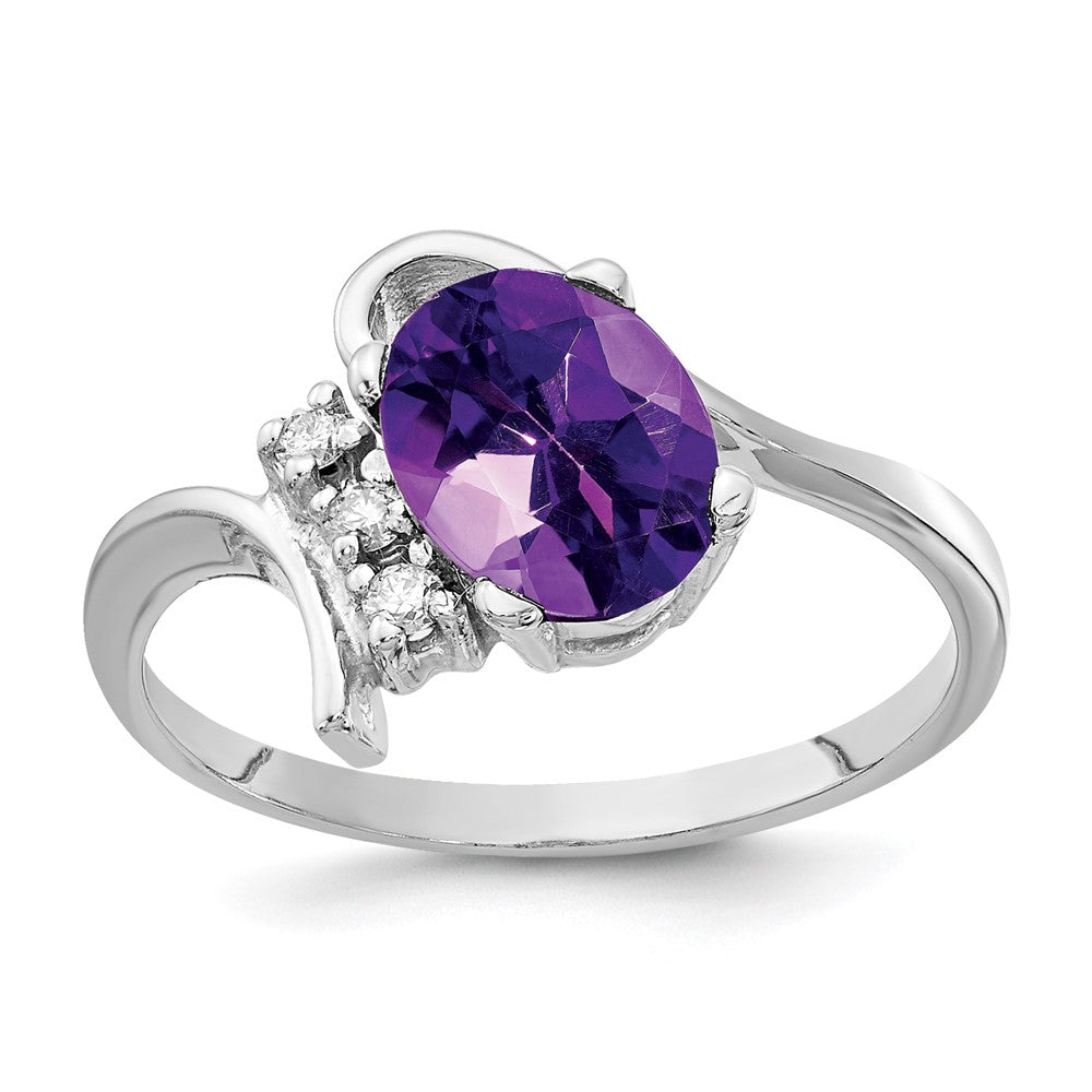 14k White Gold 8x6mm Oval Amethyst Checker A Real Diamond ring