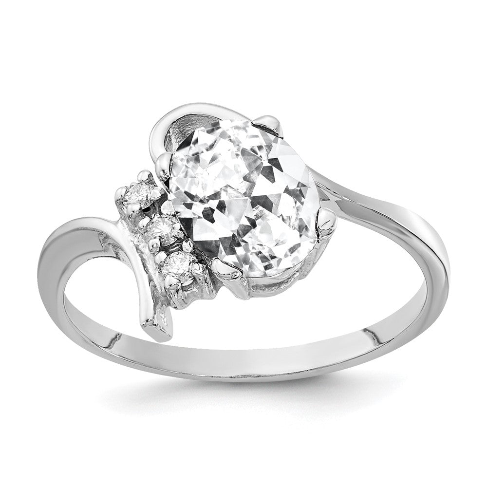 Solid 14k White Gold 8x6mm Oval Cubic Zirconia VS Simulated CZ Ring