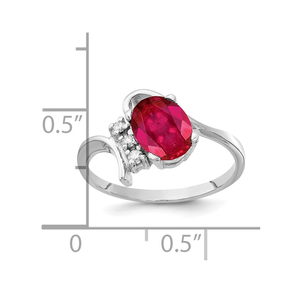 14k White Gold 8x6mm Oval Ruby AAA Real Diamond ring