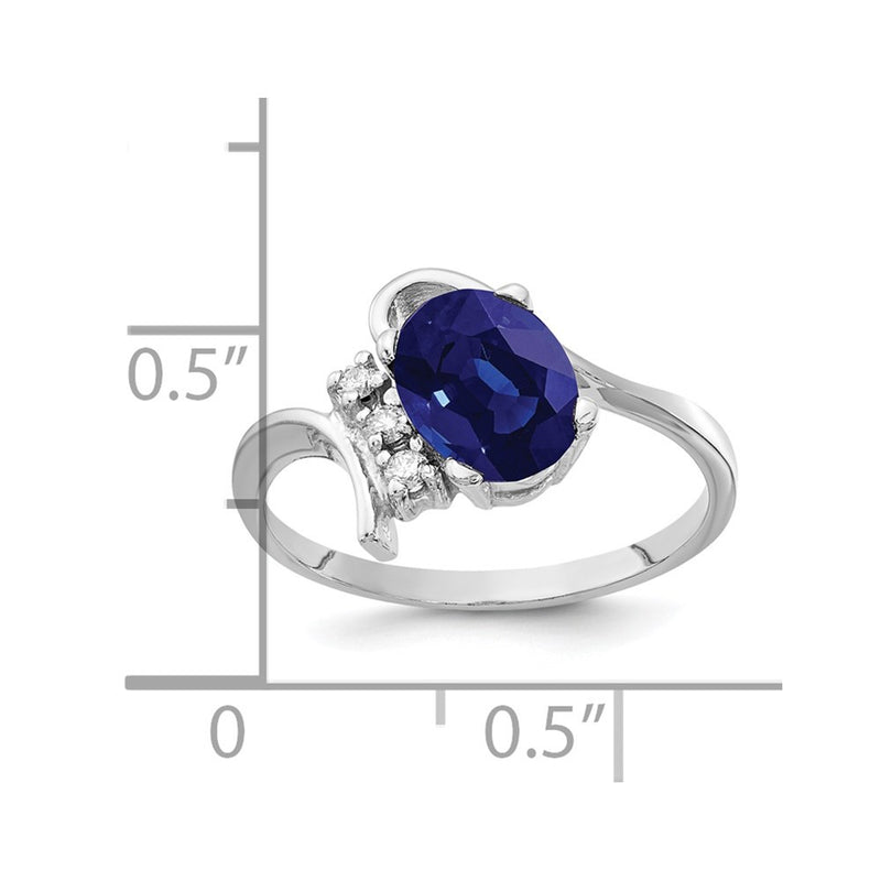 14k White Gold 8x6mm Oval Sapphire AA Real Diamond ring
