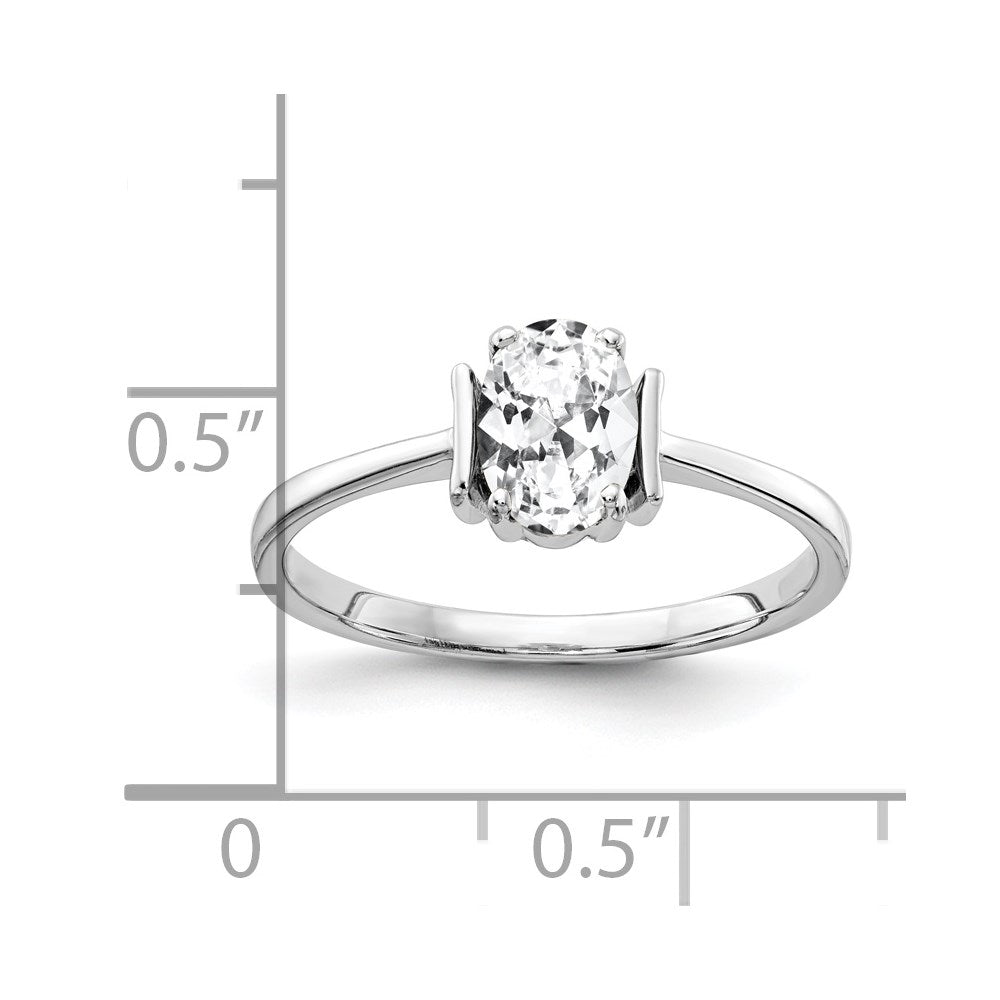 14k White Gold 7x5mm Oval Cubic Zirconia ring