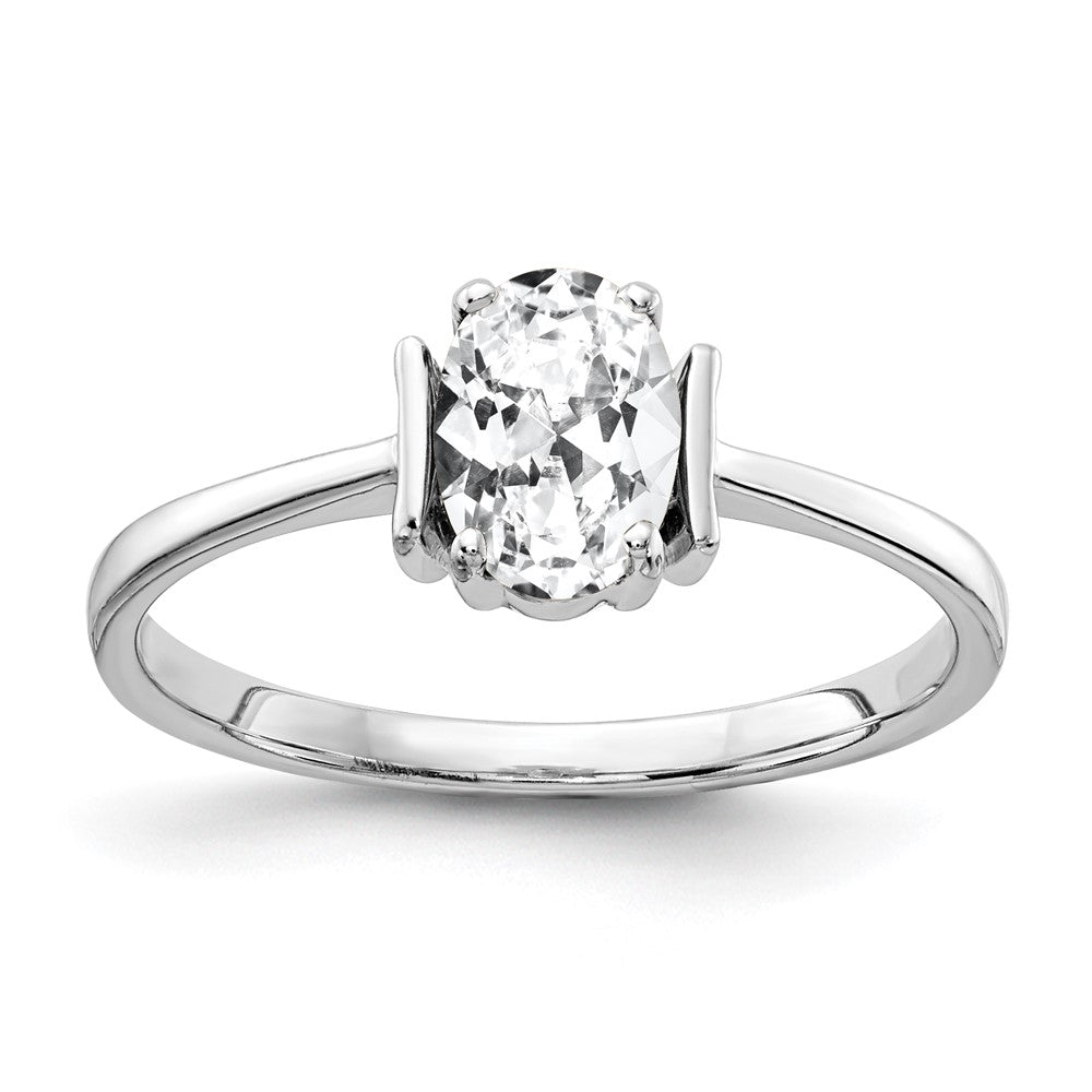 14k White Gold 7x5mm Oval Cubic Zirconia ring