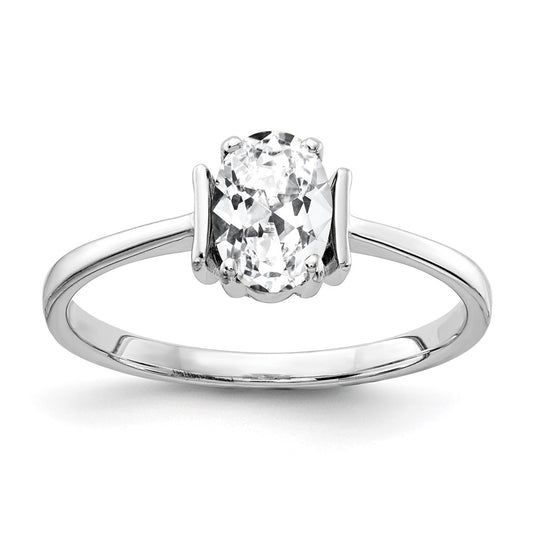 14k White Gold 7x5mm Oval Cubic Zirconia ring