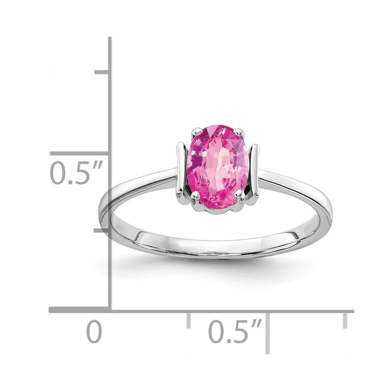 14k White Gold 7x5mm Oval Pink Sapphire ring