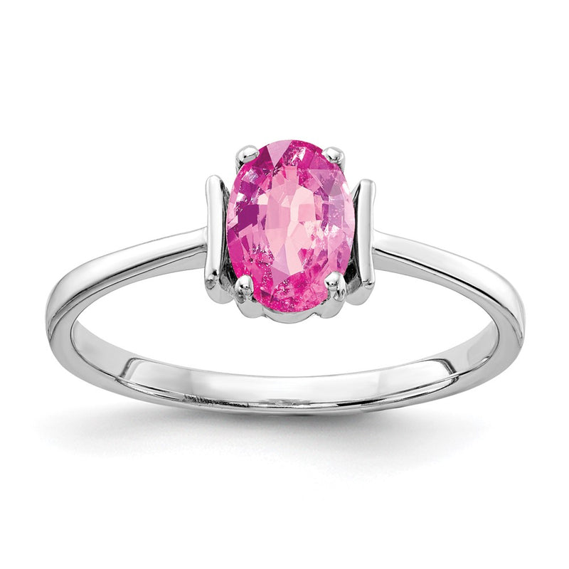 14k White Gold 7x5mm Oval Pink Sapphire ring