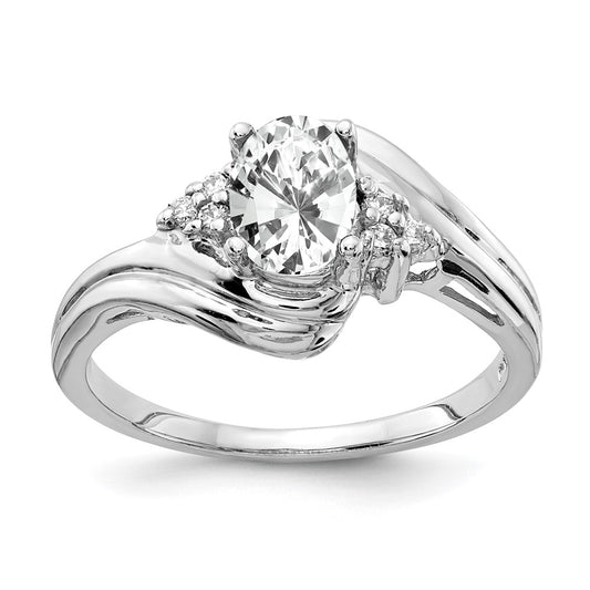 Solid 14k White Gold 7x5mm Oval Cubic Zirconia AA Simulated CZ Ring