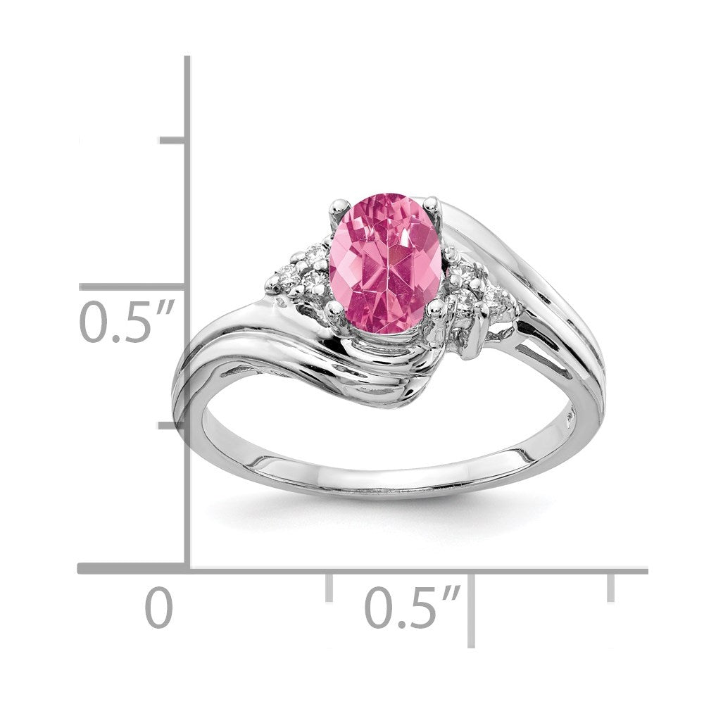 14k White Gold 7x5mm Oval Pink Tourmaline VS Diamond ring