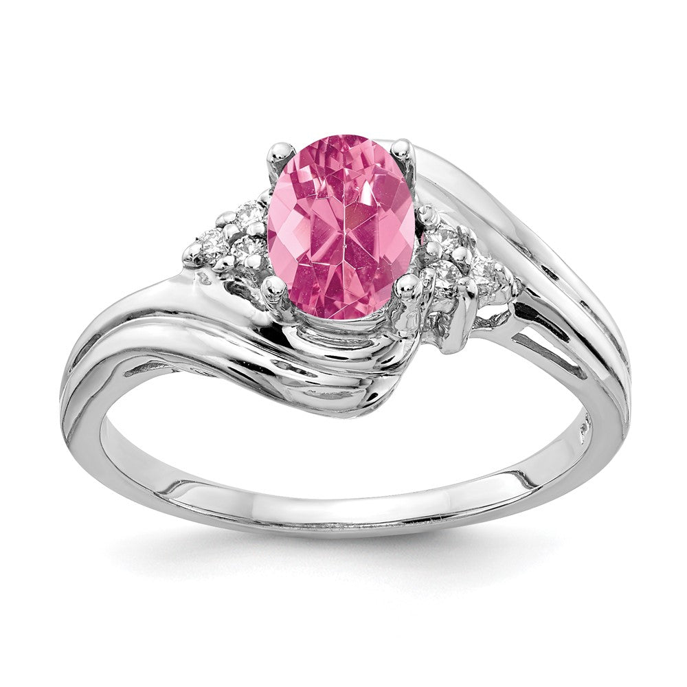 14k White Gold 7x5mm Oval Pink Tourmaline VS Diamond ring