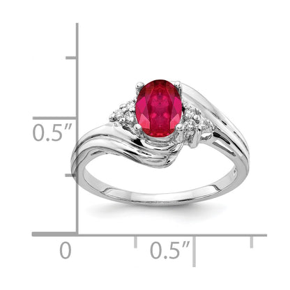 14k White Gold 7x5mm Oval Ruby AA Real Diamond ring