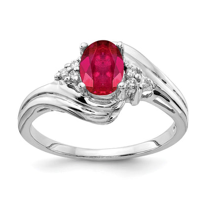 14k White Gold 7x5mm Oval Ruby AA Real Diamond ring