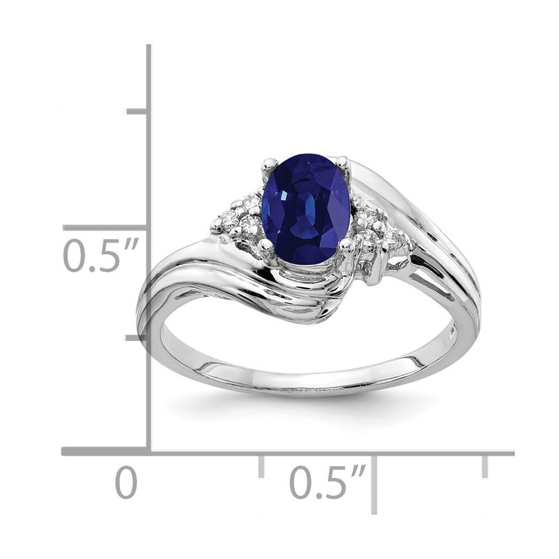 14k White Gold 7x5mm Oval Sapphire AA Real Diamond ring