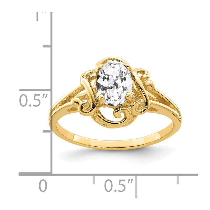 14K Yellow Gold 7x5mm Oval Cubic Zirconia ring