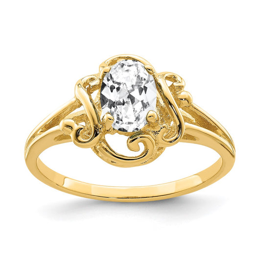 14K Yellow Gold 7x5mm Oval Cubic Zirconia ring